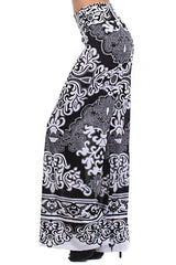 Niobe Clothing High Waist Foldover Boho Palazzo Pants (White Sands) - pants