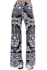 Niobe Clothing High Waist Foldover Boho Palazzo Pants (White Sands) - pants