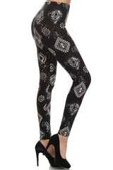 Niobe Clothing Black Aztec Graphic Print Lined Leggings - leggings