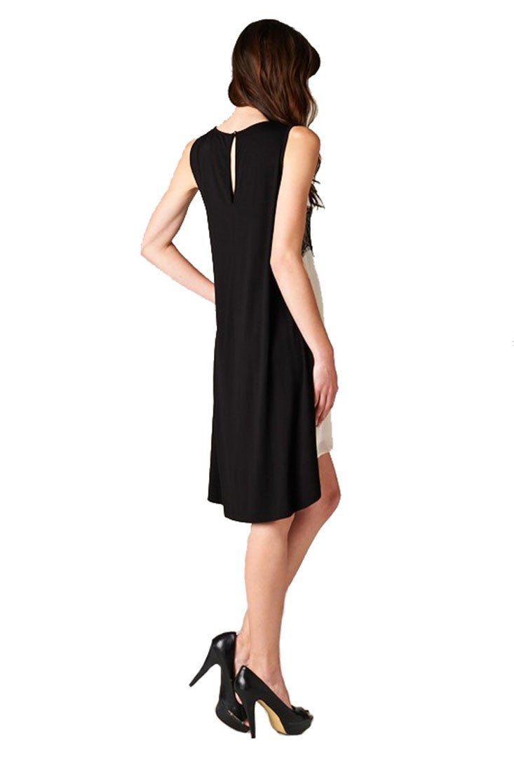 Niobe Clothing Sleeveless Laced Colorblocked Hi Lo Lined Mini Dress - dress