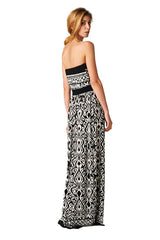 Niobe Clothing Strapless Baroque Damask Design Maxi Dress - dress