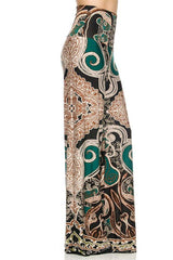 Niobe Clothing High Waist Fold Over Wide Leg Palazzo Pants (Exquisite Jade) - pants