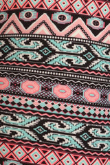 Niobe Clothing Pink Blue Aztec Design Plus Size Leggings - leggings