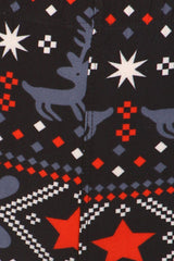 Niobe Clothing Reindeer Hearts Snowflake Graphic Print Lined Leggings - leggings