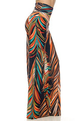 Niobe Clothing High Waist Fold Over Wide Leg Gaucho Palazzo Pants (Tropical Orange) - pants