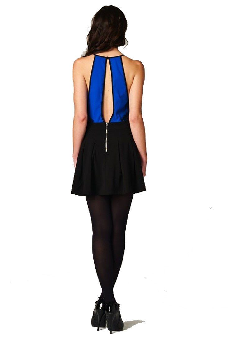 Niobe Clothing Sleeveless Lace Inset Open Back Cocktail Dress - f_dresses