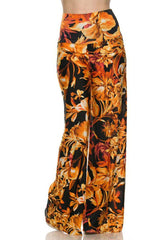 Niobe Clothing High Waist Fold Over Wide Leg Palazzo Pants (Sunset Fire) - pants