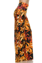 Niobe Clothing High Waist Fold Over Wide Leg Palazzo Pants (Sunset Fire) - pants