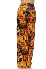 Niobe Clothing High Waist Fold Over Wide Leg Palazzo Pants (Sunset Fire) - pants