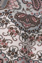 Niobe Clothing High Waist Foldover Boho Palazzo Pants (Grey Pink Mosaic) - pants