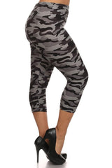Niobe Clothing Camo Design Plus Size Capri Leggings - leggings