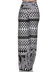 Niobe Clothing High Waist Foldover Boho Palazzo Pants (Aztec Paisley) - pants