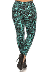 Niobe Clothing Teal Swirls Design Plus Size Leggings - leggings