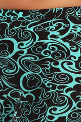 Niobe Clothing Teal Swirls Design Plus Size Leggings - leggings
