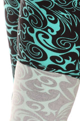 Niobe Clothing Teal Swirls Design Plus Size Leggings - leggings