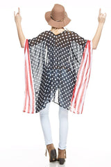Stars & Stripes Sheer Kimono Cardigan Cover Up Cardigans- Niobe Clothing
