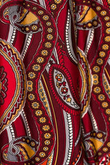 Niobe Clothing High Waist Fold Over Wide Leg Gaucho Palazzo Pants (Burgundy Paisley) - pants