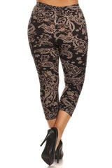 Niobe Clothing Baroque Me Design Plus Size Capri Leggings - leggings