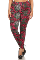 Niobe Clothing Rose Swirls Design Plus Size Leggings - leggings