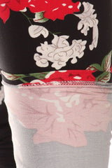 Niobe Clothing Crimson Rose Design Plus Size Leggings - leggings