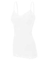 Niobe Clothing Basic Solid Lace Trim Cami Tank Slip - Tops