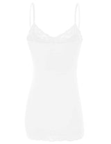 Niobe Clothing Basic Solid Lace Trim Cami Tank Slip - Tops
