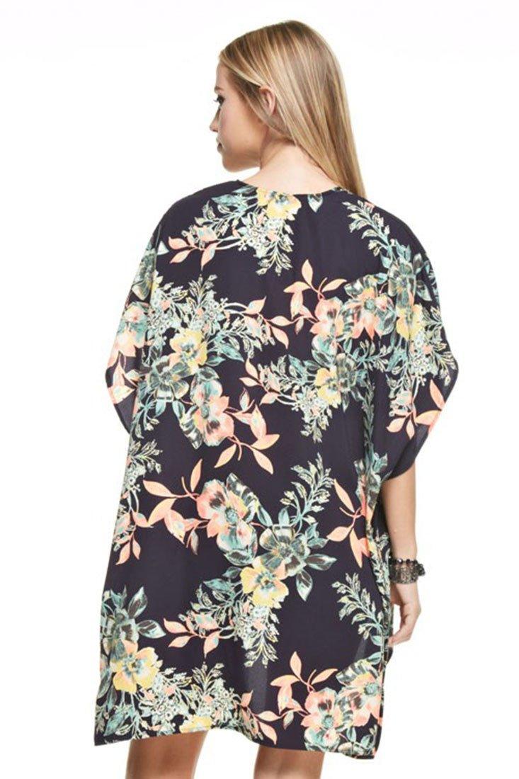 Niobe Clothing Botanical Patterned Kimono Cardigan Cover Up - f_outerwear
