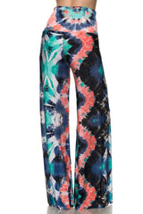 Niobe Clothing High Waist Fold Over Wide Leg Palazzo Pants (Oceanic Coral) - pants