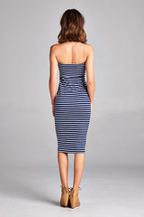 DNA Navy Striped Strapless Bodycon Mini Tube Dress - dress