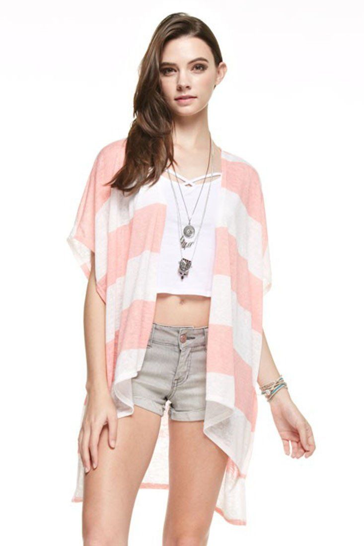 Niobe Clothing Striped Kimono Cardigan Cover Up - Cardigans f_outerwear