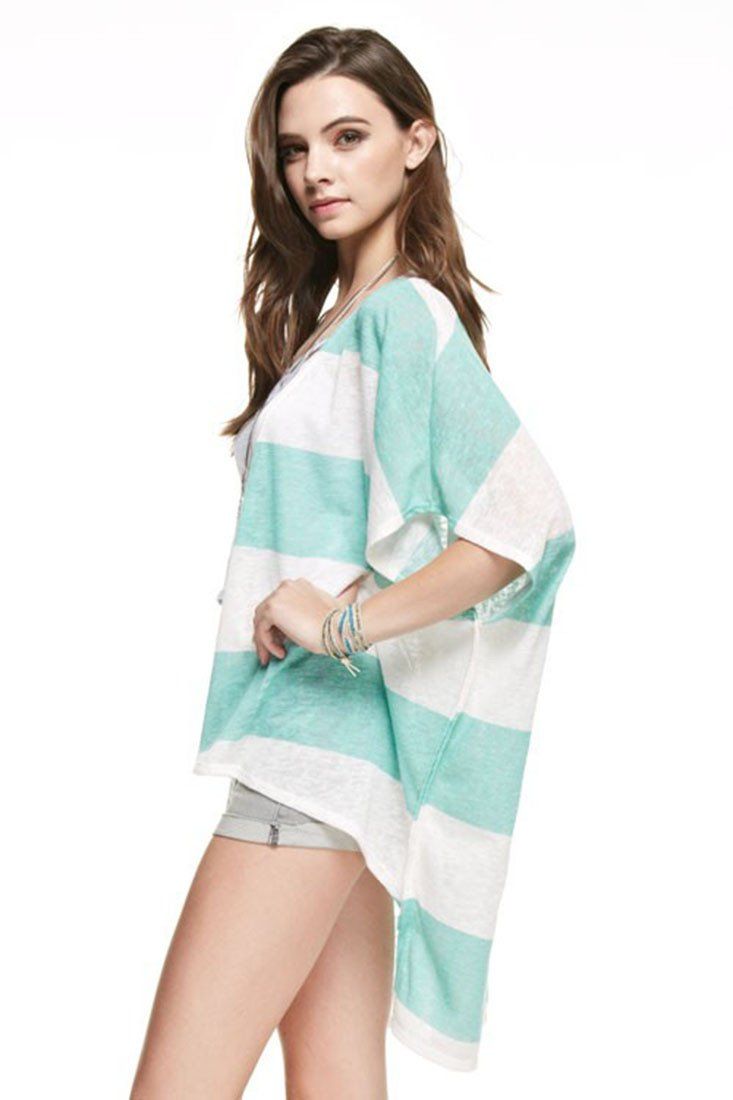 Niobe Clothing Striped Kimono Cardigan Cover Up - Cardigans f_outerwear