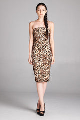 DNA Cheetah Print Strapless Bodycon Mini Tube Dress - dress