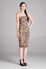 DNA Cheetah Print Strapless Bodycon Mini Tube Dress - dress