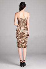 DNA Cheetah Print Strapless Bodycon Mini Tube Dress - dress