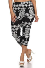 Niobe Clothing Chandelier Design Plus Size Capri Leggings - leggings