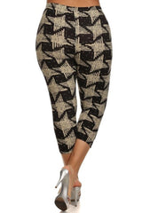 Niobe Clothing Chalkboard Pinwheels Design Plus Size Capri Leggings - leggings