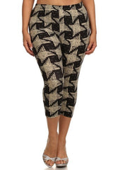 Niobe Clothing Chalkboard Pinwheels Design Plus Size Capri Leggings - leggings