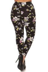 Niobe Clothing Floral Pastel Daisies Design Plus Size Leggings - leggings