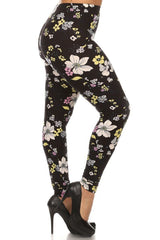 Niobe Clothing Floral Pastel Daisies Design Plus Size Leggings - leggings