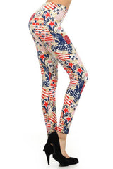 Niobe Clothing Red, White & Blue Graphic Print Lined Leggings - leggings