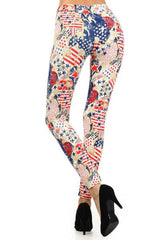 Niobe Clothing Red, White & Blue Graphic Print Lined Leggings - leggings