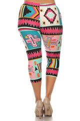 Niobe Clothing Retro Design Plus Size Capri Leggings - leggings