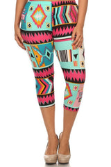 Niobe Clothing Retro Design Plus Size Capri Leggings - leggings