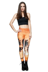 Niobe Clothing Sunset Palms Digital Print Leggings - leggings