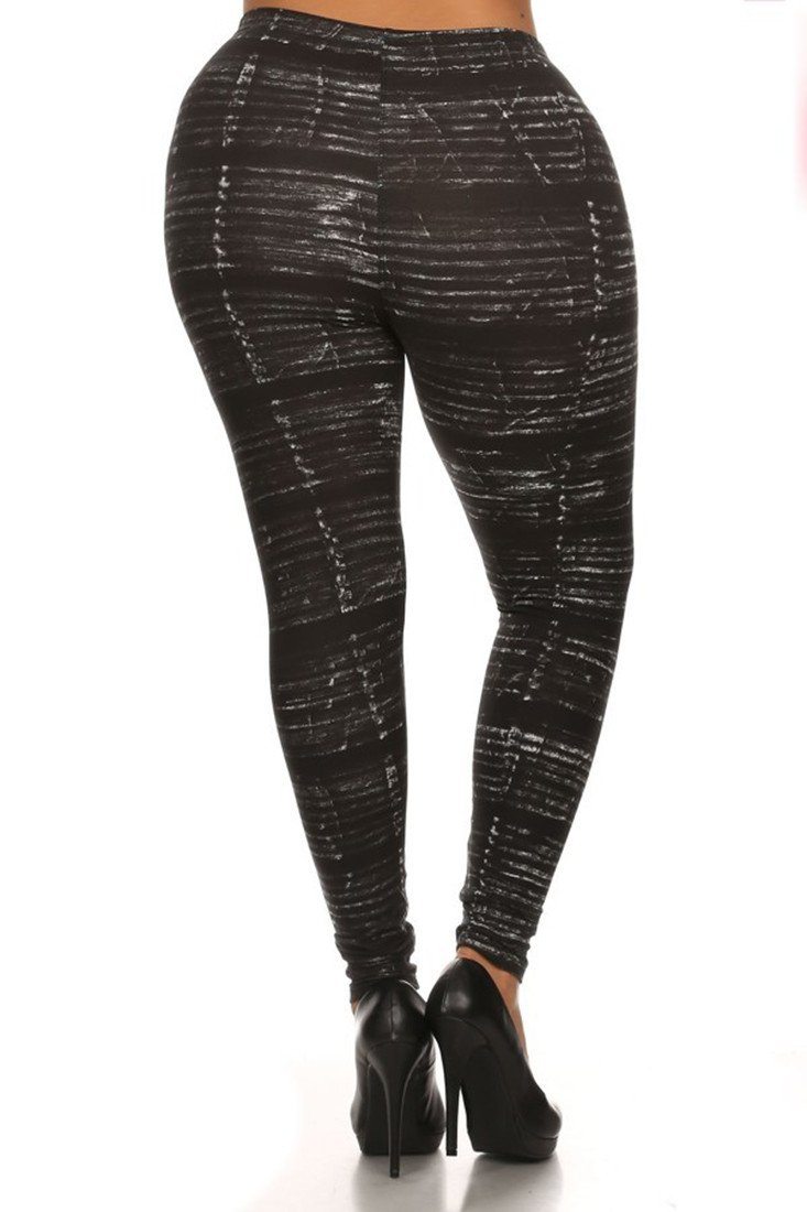 Niobe Clothing Distressed Chalk Design Plus Size Leggings - ps_printleggings