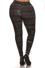 Distressed Chalk Design Plus Size Leggings leggings- Niobe Clothing
