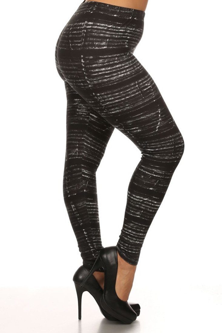 Niobe Clothing Distressed Chalk Design Plus Size Leggings - ps_printleggings