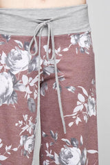 12Pm Mon Ami Burgundy Floral Casual Lounge Pants - pants