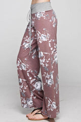 12Pm Mon Ami Burgundy Floral Casual Lounge Pants - pants