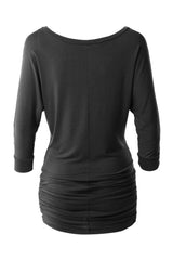 Niobe Clothing 3/4 Sleeve Dolman Top with Side Shirring - Tunics